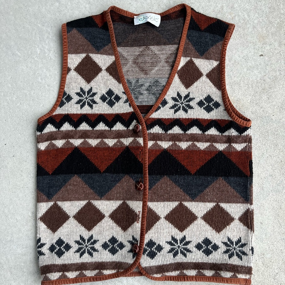 Men's Geometric Pattern Cardigan Vest